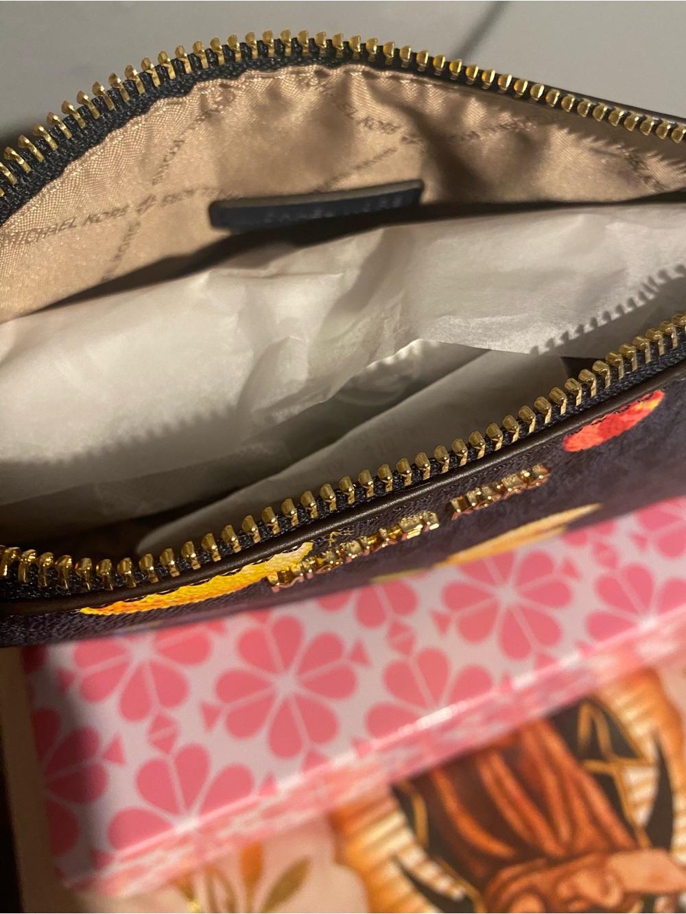 Michael Kors Navy Logo Canvas Citrus Lemon & Cherries purse with Gold Hardware - Picture 6 of 6